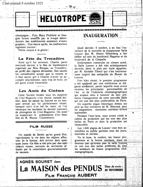 Inauguration Ciné Journal 8 oct copie Ciné Journal 8 octobre 1921