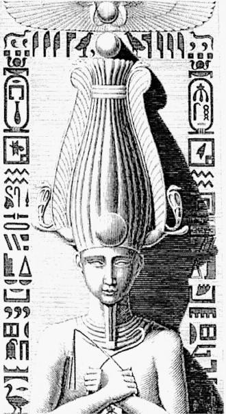 "Détail d'un pilier cariatide du péristyle du palais de Medynet-Abou", dans la Description de l'Egypte, 1809-1829, Antiquités, volume II, planche 7.