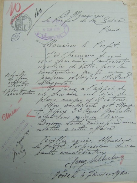 Lettre d'Henry Silberberg, 6 janvier 1920