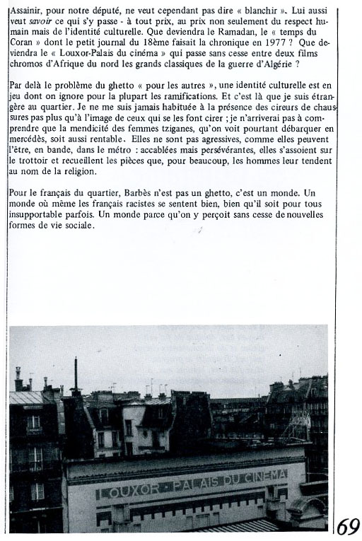 Le Louxor dans la revue Les Révoltes logiques, 1980.