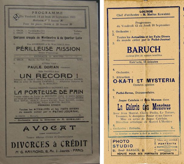 Programmes du Louxor 1923 et 1924